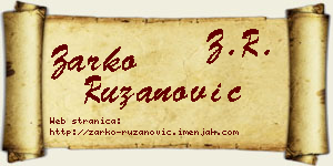 Žarko Ružanović vizit kartica
